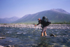 Brooks range, Alaska: crossing a river during the South-North Alaska expedition - photo by E.Petitalot