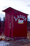 Alaska - Chicken: ladies restrooms - WC - public toilet - hut - photo by F.Rigaud