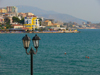 Sarand, Vlor County, Albania: street lamp and the waterfront - photo by J.Kaman