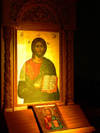 Kor , Albania: beautiful Orthodox icon - Jesus Christ - photo by J.Kaman