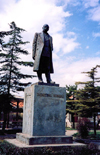 Albania / Shqiperia - Kor / Kora / Korce: statue of Themistokli Germenji - Albanian politician and author - photo by M.Torres