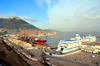 Oran - Algrie: le port - Bassin d'Arzew - ferry pour Alicante, l'El Djazair II et le Arctic Stream - Gare Maritime - montagne Djebel Murdjadjo - photo par M.Torres