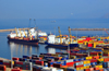 Oran, Algeria / Algrie: harbor - container ships and isotainer storage - photo by M.Torres |  le port - deux navires porte-conteneurs et stockage de conteneurs - Quai de Dunkerque