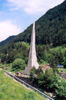 Andorra - El Vilar, parish of Canillo: sharp obelisk dwarfed by the mountain - Pyrenees - photo by M.Torres