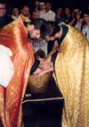 Armenia - Vagarshapat: baptism at Hripsmeh (Armavir province)
