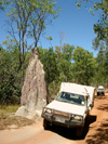 Australia - Overlander Telegraph Track (Queensland): Termite mound and 4WD - photo by Luca Dal Bo