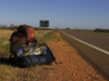 583 Western Australia - Road #1 from Carnarvon: backpack - photo by M.Samper)