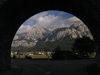 Austria - Ehrwald, Tirol: view of the Zugspitze from a tunnel - German-Austrian border - Bavarian Alps - Wetterstein range in the northern Kalkalpen - photo by J.Kaman