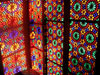 Azerbaijan - Sheki: window - stained glass work known as 'shebeke / shabaka' - the Khan's palace - projection of colours - photo by A.Kilroy