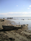 Azerbaijan - Narimanabad - near Port Ilyich - Lankaran Rayonu: derelict boat on Caspian sea shore (photo by A.Kilroy)