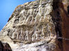 Azerbaijan - Gobustan / Qobustan / Kobustan: petroglyphs / stone engravings - Dancers -  Mesolithic - Boyukdash mountain - Gobustan Open Air Museum - stone age art - photo by N.Mahmudova