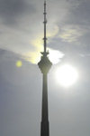 Azerbaijan - Baku: TV tower and the sun - televison tower - photo by Miguel Torres
