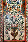 Sheki / Shaki - Azerbaijan: Sheki Khans' palace - flower vase with birds - fresco - Khansarai - photo by N.Mahmudova
