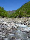 Qabala rayon, Azerbaijan: mountain river on the way to Durja - F.MacLachlan