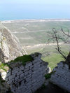 Siyazan rayon, Azerbaijan: Besh Barmak / Bashbarmag - the Five Finger mountain - view towards the Caspian sea - photo by G.Monssen