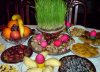 Baku, Azerbaijan: a traditional Novruz table, with sprouting wheat, at the center - photo by N.Mahmudova
