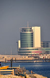 Manama, Bahrain: Harbour House, part of Bahrain Financial Harbour towers - BFH - view from the fishing harbour - Ahmed Janahi Architects - photo by M.Torres