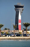 Muharraq Island, Bahrain: control tower with Bahraini flag - Bahrain International Airport - BAH - photo by M.Torres