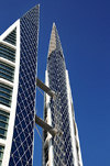 Manama, Bahrain: Bahrain World Trade Center - BWTC - built by architectural firm Atkins - photo by M.Torres