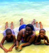 Caribbean - Family on the beach - Bajan - mamma's boys - photo by P.Baldwin