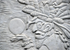 San Ignacio, Cayo, Belize: Itzamna - Yucatec Maya god of creation - bas relief near the town hall - photo by M.Torres
