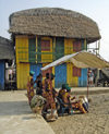 Ganvie, Benin: at the market - musicians near the colourful restaurant and hostel 'Chez M'- photo by G.Frysinger