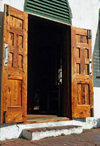 Bermuda - St. George: St. Georges's Anglican church - old wooden door - photo by G.Frysinger