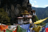 Bhutan - Paro dzongkhag - Prayer flags with Taktshang Goemba in the background - photo by A.Ferrari