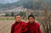Bhutan - Bumthang valley - young monks, outside Kurjey Lhakhang - photo by A.Ferrari