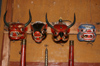 Bhutan - animal heads - Bhutanese festival masks, in the Ugyen Chholing palace - photo by A.Ferrari
