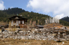 Bhutan - Shingkhar - House and prayer flags - photo by A.Ferrari