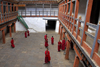 Bhutan, Punakha, Monks in courtyard of Wangdue Phodrang Dzong - photo by J.Pemberton