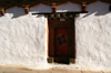 Bhutan - Paro: painted door with Taijitu, inside the Paro Dzong - photo by A.Ferrari