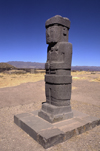 Tiwanaku / Tiahuanacu, Ingavi Province, La Paz Department, Bolivia: the Ponce Monolith in the center of the Kalasasaya Temple ritual platform - Temple of Stopped Stones - photo by C.Lovell