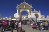 Copacabana, Manco Kapac Province, La Paz Department, Bolivia: people at the church of the Virgin during fiesta time - Basilica of Our Lady of Copacabana, the patron saint of Bolivia - photo by C.Lovell