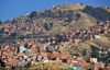 La Paz, Bolivia: northern suburbs and the woods of the Bosquecillo area - hill top cross - photo by M.Torres