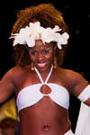 Rio de Janeiro, RJ, Brasil / Brazil: female Carnival dancer with a white bikini and Hibiscus hair decoration - Mocidade Independente de Padre Miguel samba school / escola de samba Mocidade Independente de Padre Miguel - photo by D.Smith