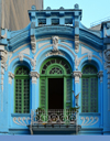 So Paulo, Brazil: elegant 19th century building with ornate blue facade at Largo de So Bento - photo by M.Torres