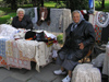 Bulgaria - Sofia: Old ladies selling embroidered cloths - decorative cloths - Bulgarian embroidering (photo by J.Kaman)