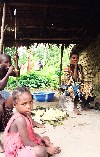Cameroon - Kribi / KBI (Sud province): family life at Pygmie village