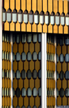Cameroon, Douala: office tower - facade with a pattern of golden panels - BICEC bank building - Banque International du Cameroun pour l'Epargne et le Crdit - photo by M.Torres