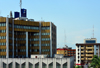 Cameroon, Douala: BICEC bank building, Banque Populaire group,  office tower - facade with golden panels - Banque International du Cameroun pour l'Epargne et le Crdit - photo by M.Torres