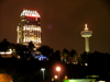 Niagara Falls, Ontario, Canada / Kanada: Niagara Fallsview Casino Resort and Skylon tower - nocturnal skyline - photo by R.Grove