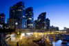 Vancouver, BC, Canada: Coal Harbour condominium and waterfront development in Coal Harbour - nocturnal - photo by D.Smith