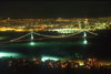Vancouver, BC, Canada: aerial view of Lions Gate Bridge at night - suspension bridge crossing Burrard Inlet - First Narrows Bridge - skyline - photo by D.Smith