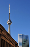 Toronto, Ontario, Canada: CN Tower seen from Union Station, Front Street West - Citybank place on the right - photo by M.Torres