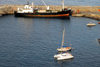 So Filipe, Fogo island - Cape Verde / Cabo Verde: small freighter in the harbour - photo by E.Petitalot