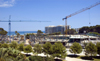 La Pineda, Vila-seca, Costa Dorada, Tarragona, Catalonia: construction of new hotel resort - cranes - photo by B.Henry
