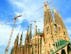 Barcelona, Catalonia: cranes and spires - Antoni Gaud designed Temple Expiatori de la Sagrada Familia always under construction - photo by B.Henry