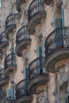 Barcelona, Catalonia: building facade - balconies - photo by T.Marshall